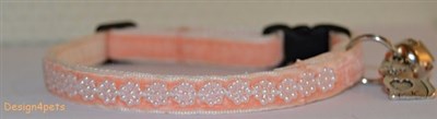 peach velvet breakaway safety pearl hanmade cat collar