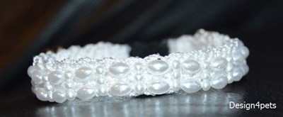 white pearl breakaway unique handmade cat collar