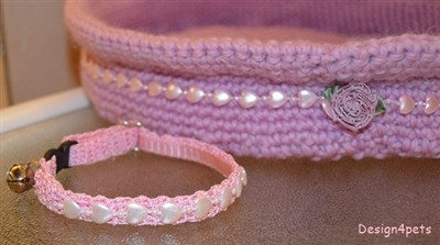 pink crochet cat bed