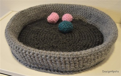 grey crochet wool cat bed