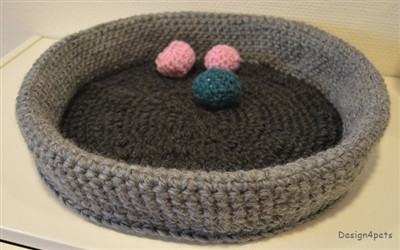 grey crochet wool cat bed