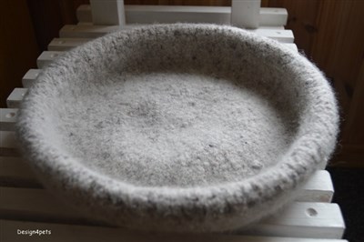 gray wool cat bed